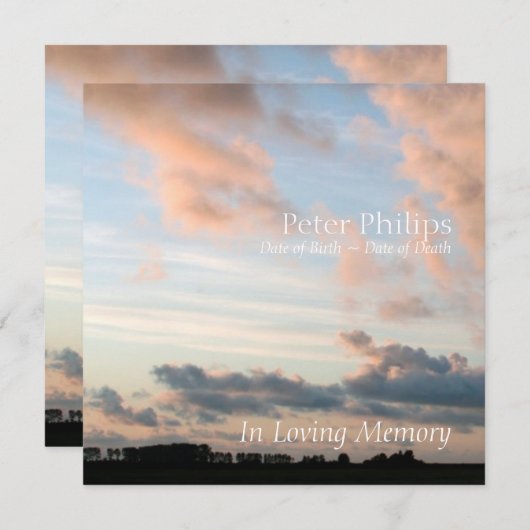 Op zondag 3 kondiging van de vreedzame herdenkings kaart (Voorkant / Achterkant)