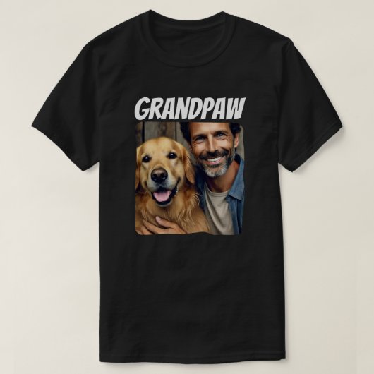 Opa Aangepaste Foto Opa Hond Modern T-shirt (Design voorkant)