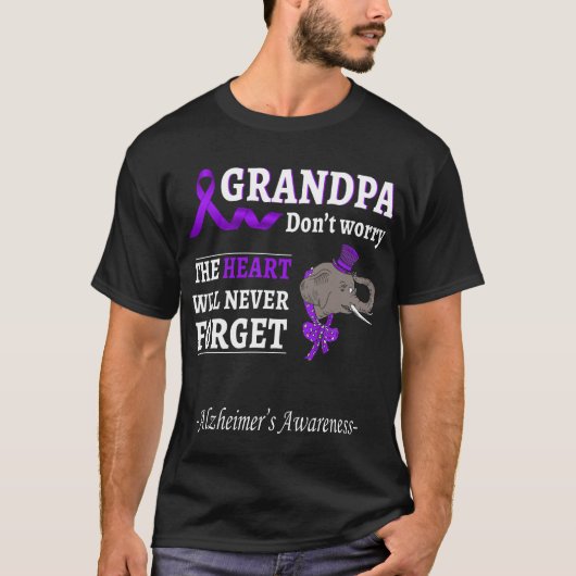Opa Alzheimer Awareness Support Elefant T-shirt (Voorkant)