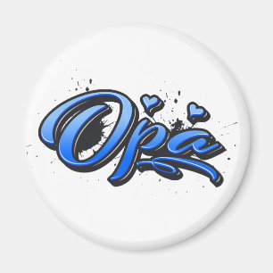 Opa blue Heart Graffiti Magnet Magneet