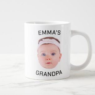 Opa Cadeau Mok, Aangepaste Baby Gezicht, Foto Cade Extra Grote Beker