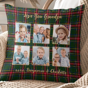Opa Christmas Plaid Custom Gold Fotocollage Kussen