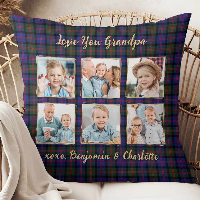 Opa Christmas Plaid Gepersonaliseerd 6 Afbeelding Kussen (Creator heeft geüpload)