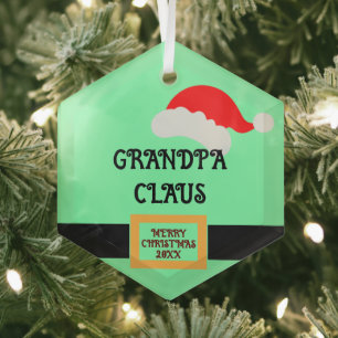 "Opa Claus" print gepersonaliseerde opa Glas Ornament