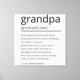 Opa definitie, aangepaste opa cadeau verjaardag canvas afdruk