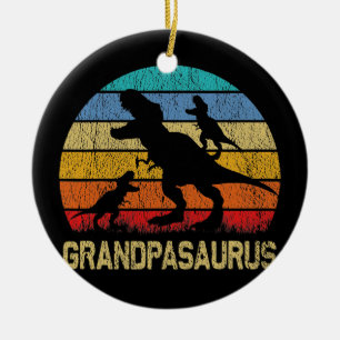 Opa Dinosaur T Rex Grandpasaurus 2 kinderen Keramisch Ornament