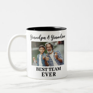 Opa en kleinzoon Beste Team Ooit Custom Photo Tweekleurige Koffiemok