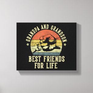 Opa en Kleinzoon Beste Vrienden voor het Leven Gra Canvas Afdruk