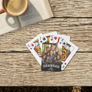 Opa Est Jaar Foto Aandenken Totaal Kleinkinderen Pokerkaarten