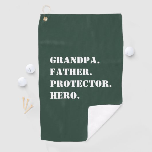 Opa Father Protector Hero Text Vaderdag Golfhanddoek (Insitu)