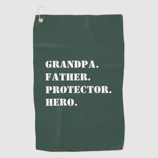 Opa Father Protector Hero Text Vaderdag Golfhanddoek (Voorkant)