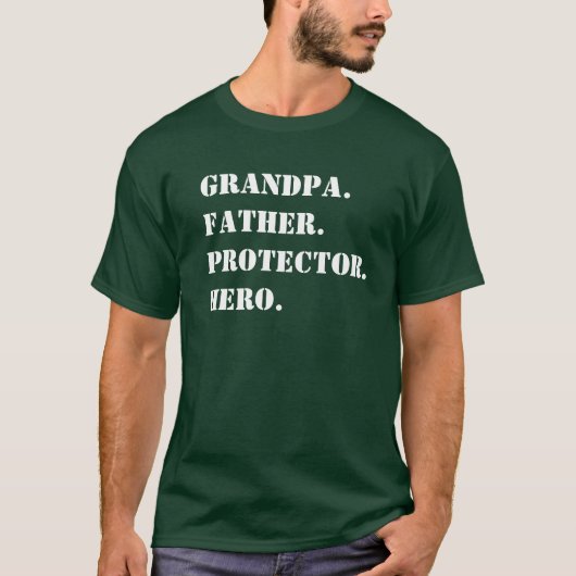 Opa Father Protector Hero Text Vaderdag T-shirt (Voorkant)
