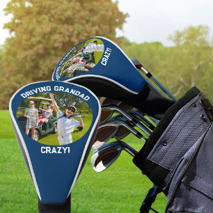 Opa gek maken Foto Blauwe Witte Driver Golfheadcover