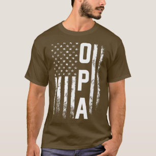 Opa Gift America Flag Gift for Men Vaderdag T-shirt