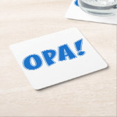 Opa Greek Celebration Vierkante Kartonnen Onderzetter (Schuin)