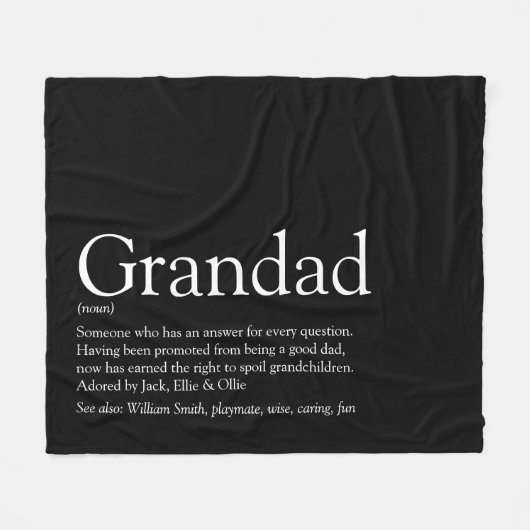 Opa Grootvader Opa Definitie Fleece Deken (Voorkant (Horizontaal))
