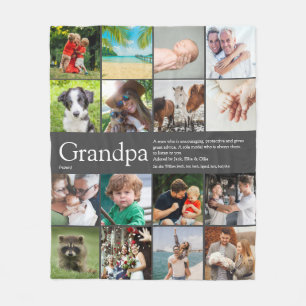 Opa Grootvader Opa Definitie Foto Grijs Fleece Deken