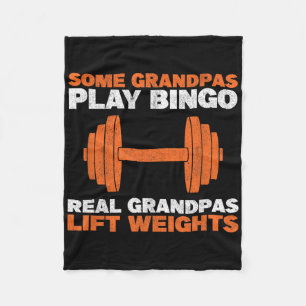 Opa Hanteert Gewichten Bodybuilding Opa Gewichthef Fleece Deken