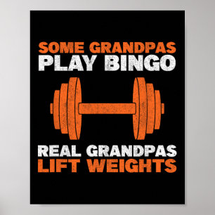 Opa Hanteert Gewichten Bodybuilding Opa Gewichthef Poster