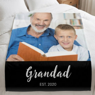 Opa Heeft Modern Schrift Zwart Foto Fleece Deken