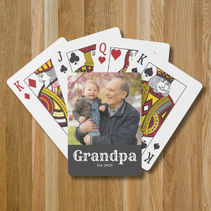 Opa heeft wit schrift foto opgericht pokerkaarten