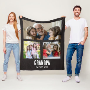 Opa heeft zwarte grunge script 3 foto ingesteld fleece deken