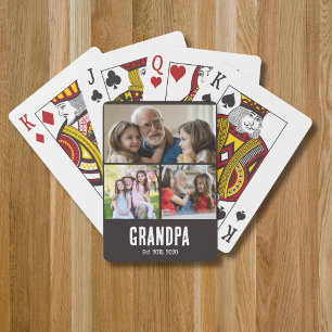 Opa heeft zwarte grunge script 3 foto opgericht pokerkaarten