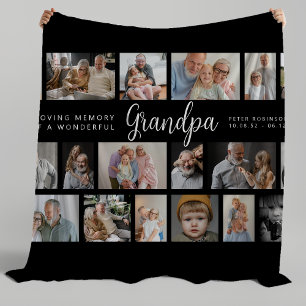 Opa-herdenking 18 foto-collage fleece deken