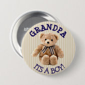 Opa, het is een Boy Teddy Bear Baby shower Button (Voorkant /achterkant)