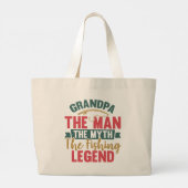 Opa - het Man, de mythe, de Vissende leger Grote Tote Bag (Achterkant)