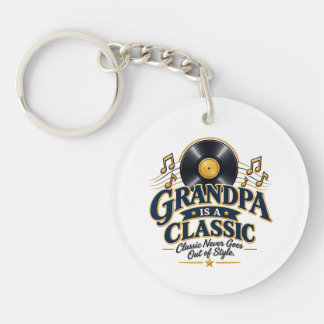 Opa is een klassieke vintage muziek sleutelhanger