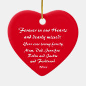 Opa Joe in Loving Memory Script + familienamen Keramisch Ornament (Achterkant)