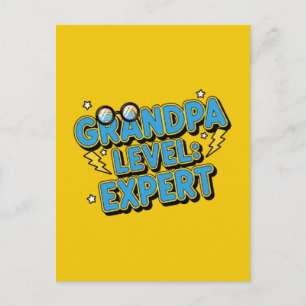 opa level expert (cartoonstijl) briefkaart