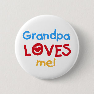 Opa Loves Me T-shirts en geschenken Ronde Button 5,7 Cm