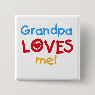 Opa Loves Me T-shirts en geschenken Vierkante Button 5,1 Cm