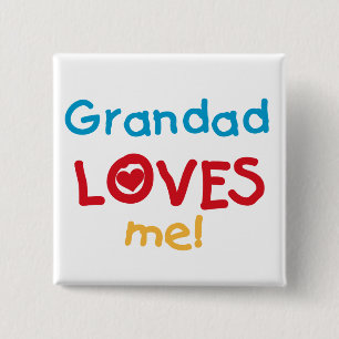 Opa Loves Me T-shirts en geschenken Vierkante Button 5,1 Cm