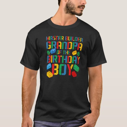 Opa Master Builder Building Bricks Blocks Fami T-shirt (Voorkant)
