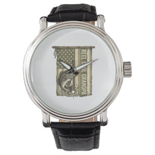Opa met visshirt ontwerp horloge