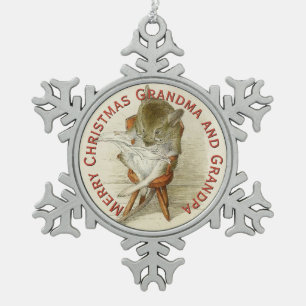 Opa Mouse Een krant lezen Tin Sneeuwvlok Ornament