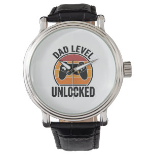 Opa-niveau ontgrendeld Vintage Gamer T-shirt ontwe Horloge