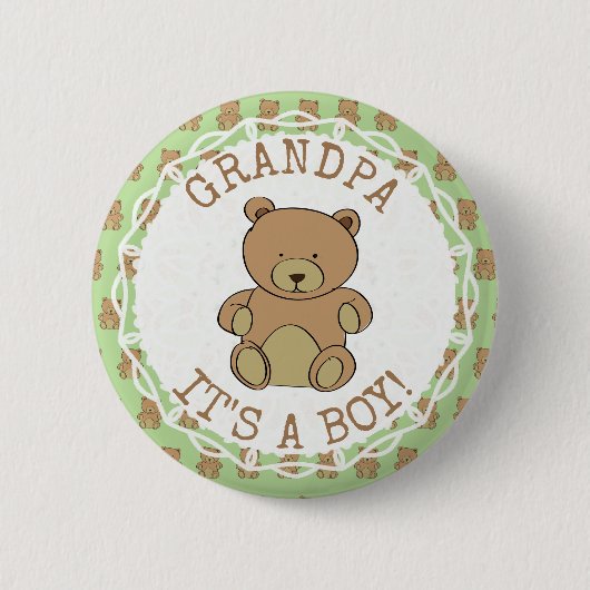 Opa om Teddy Bear te zijn Het is een Jongen Button (Voorkant)