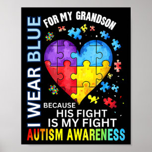 Opa Oma Ik Draag Blauw Voor Mijn Kleinzoon Autisme Poster