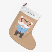 Opa op Beige Grote Kerstsok (Voorkant (Hangend))