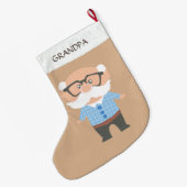 Opa op Beige Grote Kerstsok (Achterkant (Hangend))