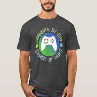 Opa-op-dag gamer bij nacht grappige games t-shirt