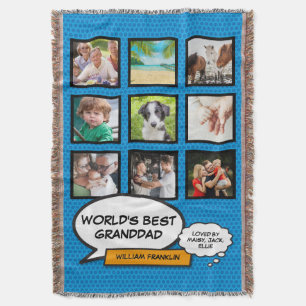 Opa Opa moderne fotocollage pret blauw Deken