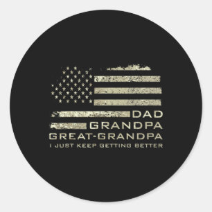 Opa Opa Opa Opa Opa Amerikaanse Vlag Vaders Dag Ronde Sticker