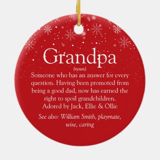 Opa Opa Papa Definitie Kerstmis Keramisch Ornament (Achterkant)