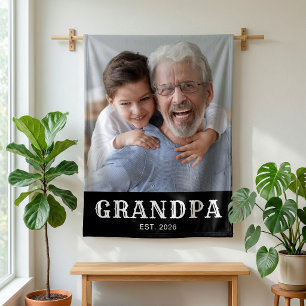 Opa Opgericht Decoratieve Typografie Foto Fleece Deken