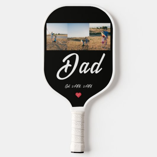 Opa Opgericht Witte Script Rode Hart 3 Foto Pickleball Paddle (Achterkant)